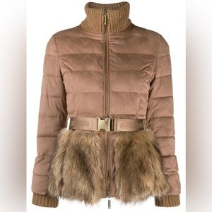 Elisabetta Franchi Faux Fur Panel Puffer Jacket